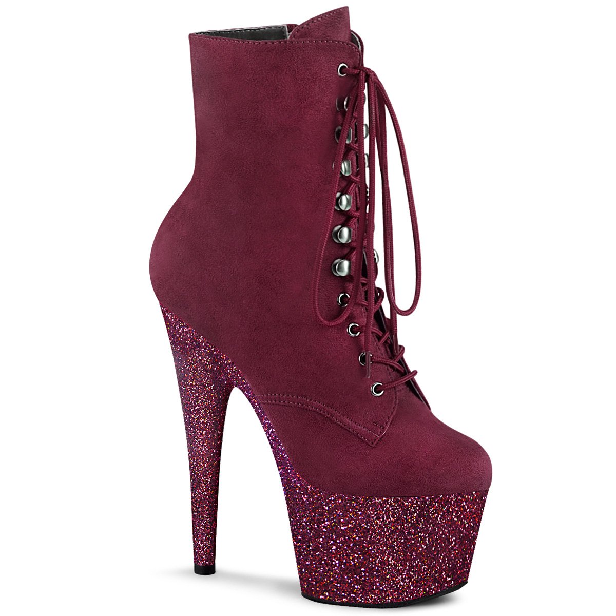 Suede Ankle Boot - 7" Heel - PLEASER - Burgundy Pleaser Shoes - Boutique Séduction