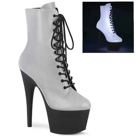 Reflective Effect Boots - 7" Heel - PLEASER - Grey Pleaser Shoes - Boutique Séduction