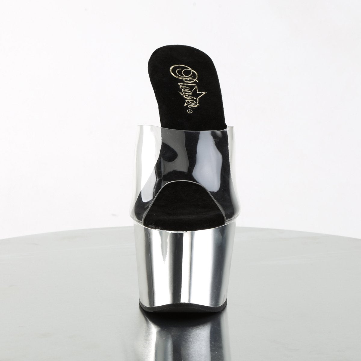 Sandal - 7" Heel - PLEASER - Silver Chrome Pleaser Shoes - Boutique Séduction