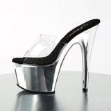 Sandal - 7" Heel - PLEASER - Silver Chrome Pleaser Shoes - Boutique Séduction