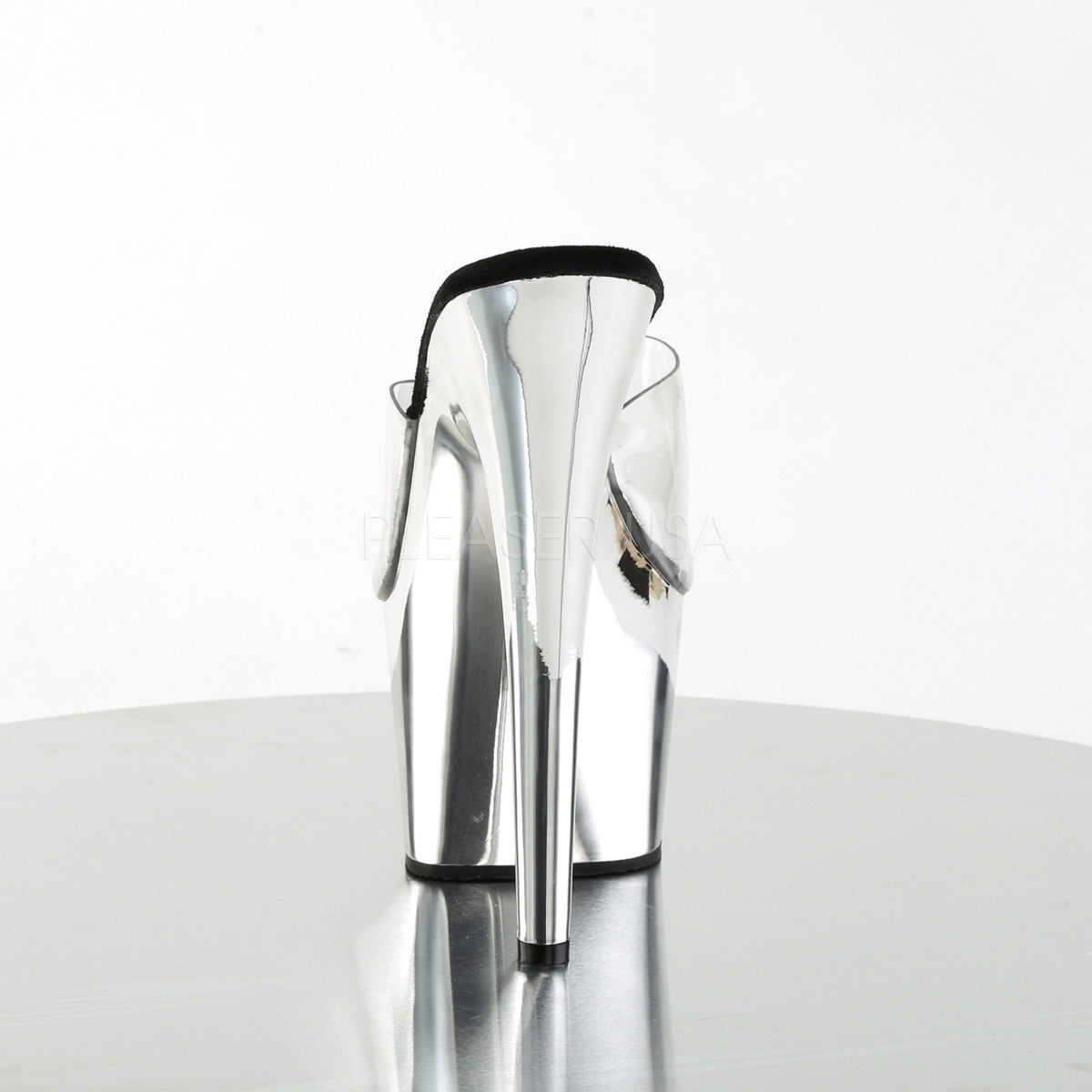 Sandal - 7" Heel - PLEASER - Silver Chrome Pleaser Shoes - Boutique Séduction