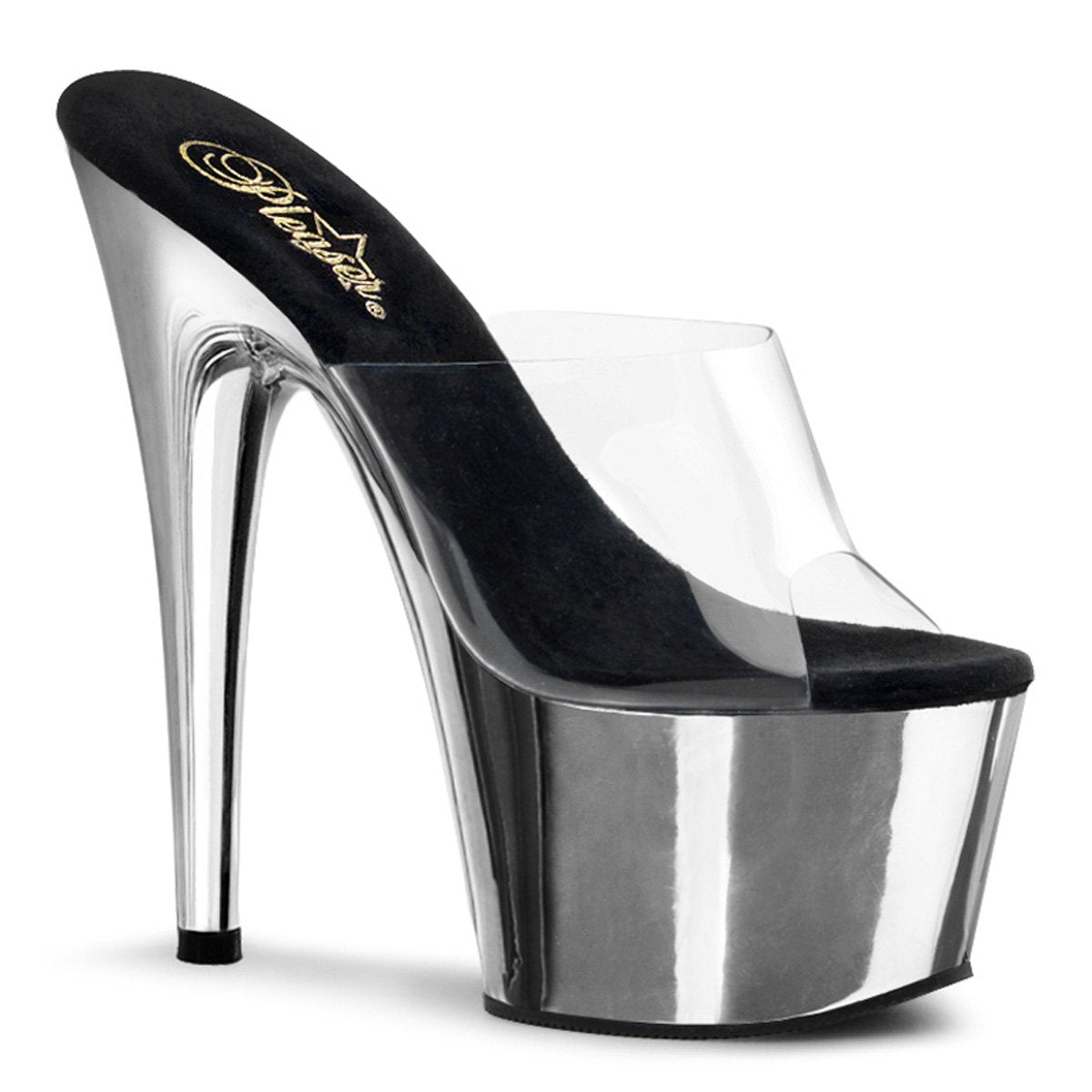 Sandal - 7" Heel - PLEASER - Silver Chrome Pleaser Shoes - Boutique Séduction