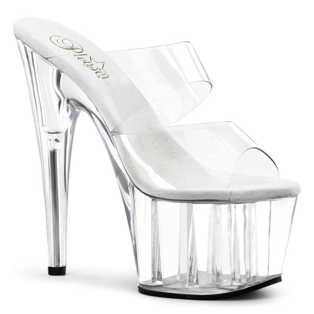7" (17.8cm) Heel, 2 3/4" (7cm) Platform slide with clear straps Pleaser Shoes - Boutique Séduction