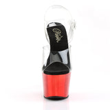 7" (17.8cm) Heel, 2 3/4" (7cm) Platform ankle strap sandal with red chrome finish Pleaser Shoes - Boutique Séduction