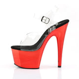 7" (17.8cm) Heel, 2 3/4" (7cm) Platform ankle strap sandal with red chrome finish Pleaser Shoes - Boutique Séduction