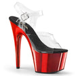 7" (17.8cm) Heel, 2 3/4" (7cm) Platform ankle strap sandal with red chrome finish Pleaser Shoes - Boutique Séduction