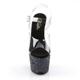 7" (178mm) Heel, 2 3/4" (70mm) Platform ankle strap sandal with holo glitter Pleaser Shoes - Boutique Séduction