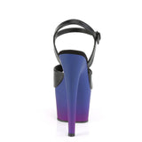 7" (17,8cm) Heel, 2 3/4" (7cm) Platform ankle strap sandal with blue purple ombre Pleaser Shoes - Boutique Séduction