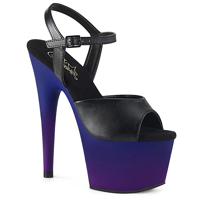 7" (17,8cm) Heel, 2 3/4" (7cm) Platform ankle strap sandal with blue purple ombre Pleaser Shoes - Boutique Séduction