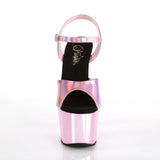 7" (17,8cm) Heel, 2 3/4" (7cm) Platform rose holographic sandal Pleaser Shoes - Boutique Séduction