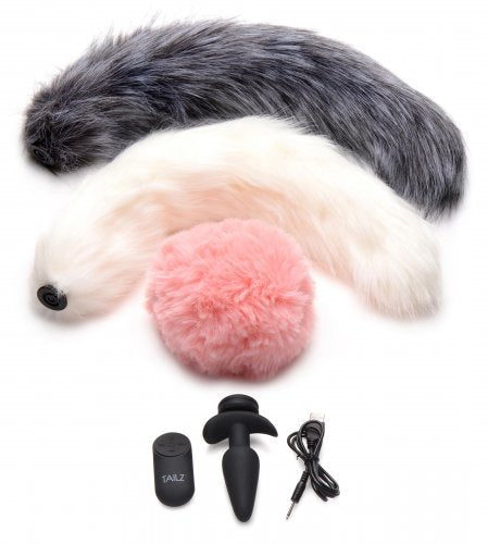 Vibrating Silicone Anal Plug & 3 Tails With Remote Control - TAILZ Tailz - Boutique Séduction