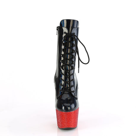 Ankle Boot - 7" Heel - PLEASER - Black/Red Diamond Pleaser Shoes - Boutique Séduction