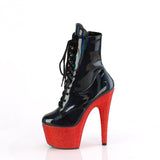 Ankle Boot - 7" Heel - PLEASER - Black/Red Diamond Pleaser Shoes - Boutique Séduction