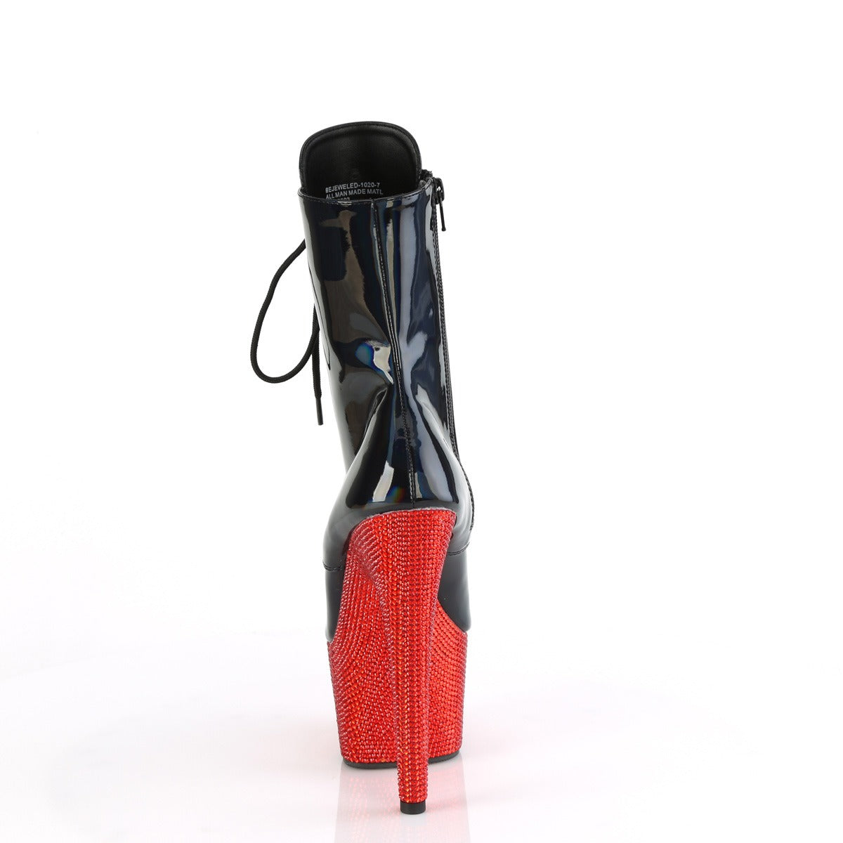 Ankle Boot - 7" Heel - PLEASER - Black/Red Diamond Pleaser Shoes - Boutique Séduction