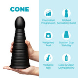 Cone 10-Inch Tapered & Ribbed XXL Dildo with Suction Cup