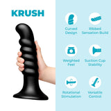 Krush 9.5-Inch Curved & Ribbed XXL Dildo with Suction Cup