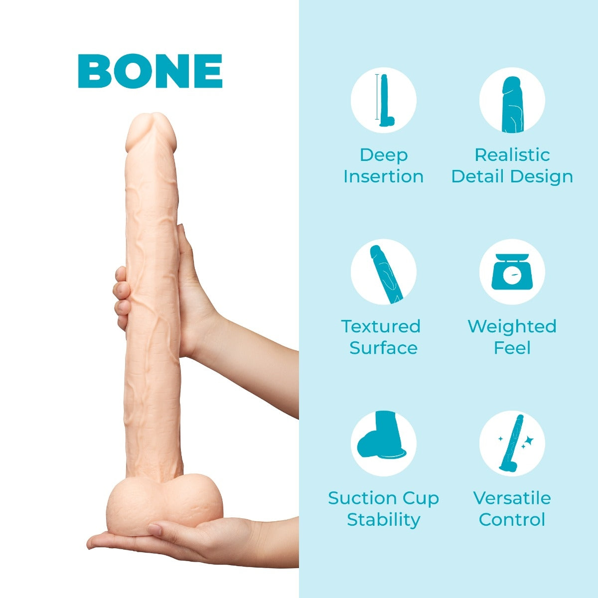 Bone 17-Inch Deep-Insert XXL Dildo with Realistic Balls and Suction Cup