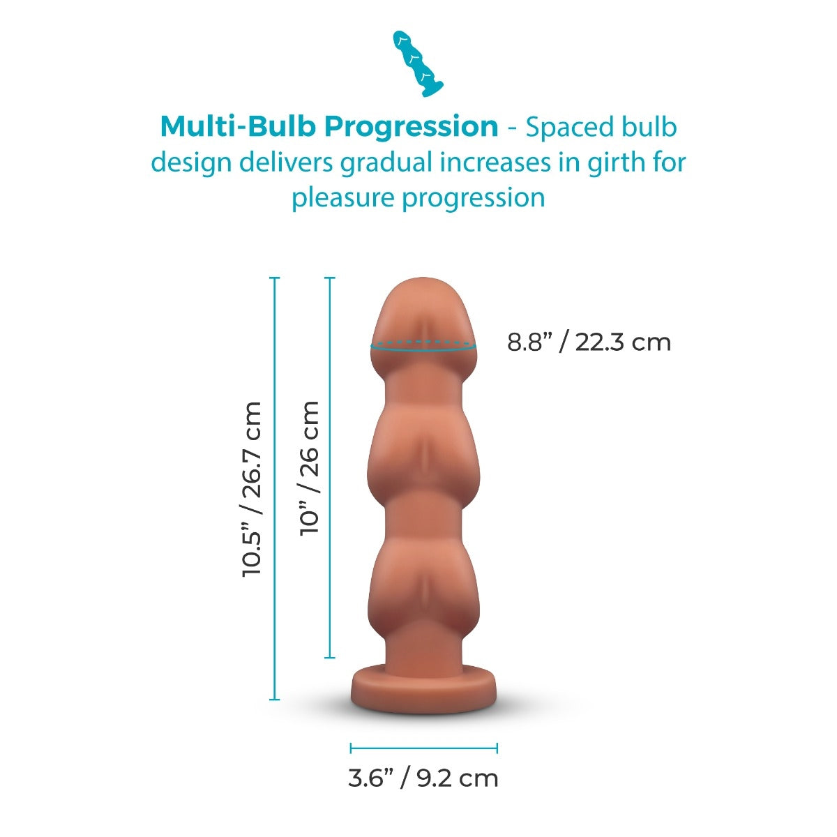 Headz 10.5 Inch Multi-Bulb XXL Dildo with Flared Base