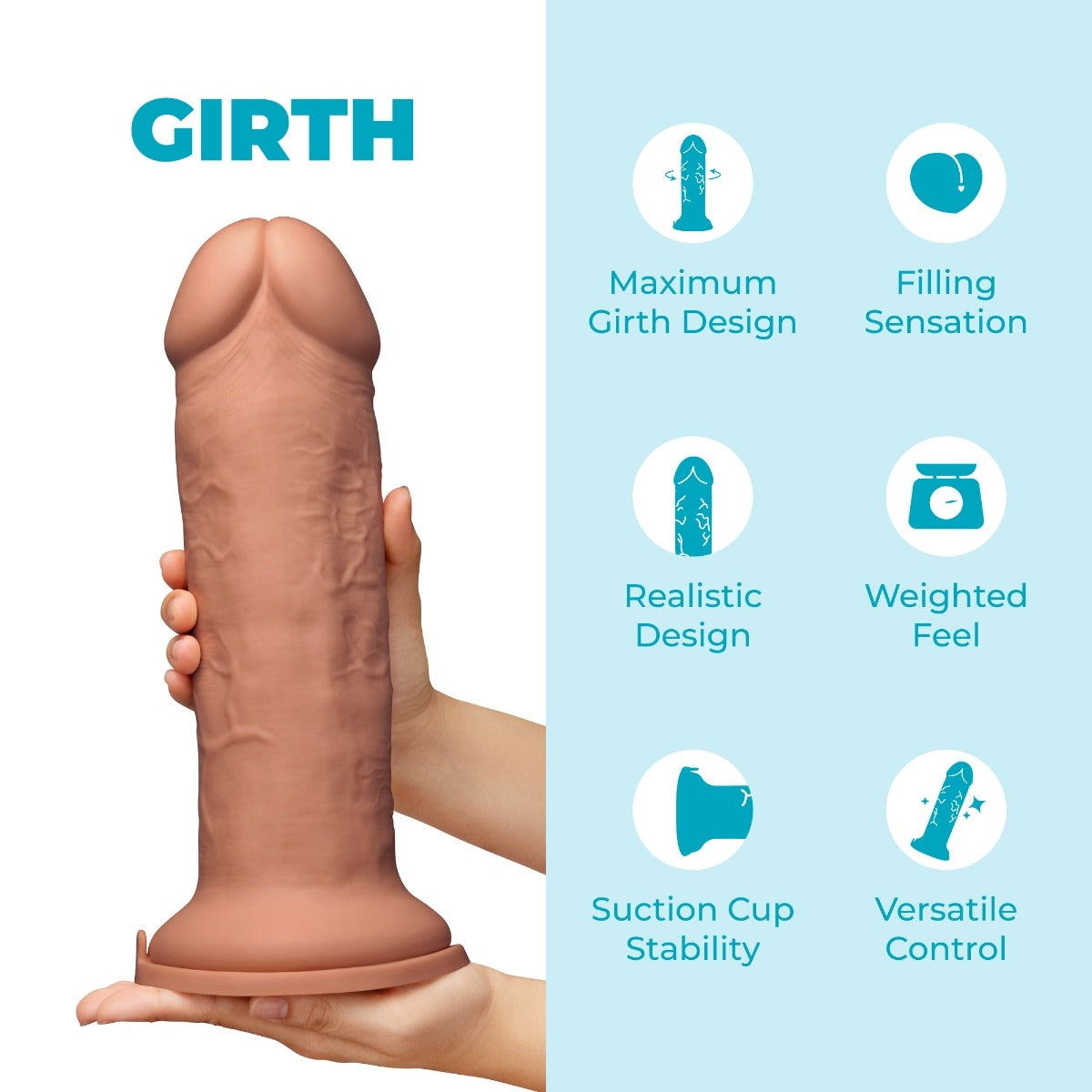 Girth 12 Inch Max-Girth XXL Dildo with Suction Cup