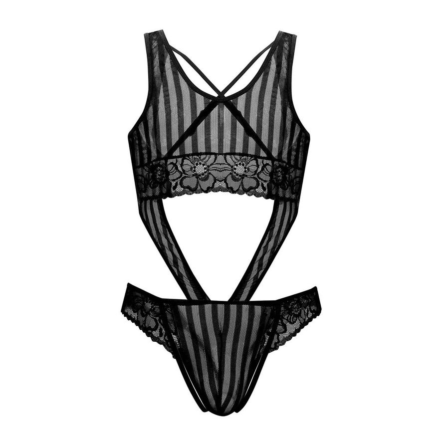 Open back striped bodysuit - CandyMan Fashion Candyman Fashion - Boutique Séduction