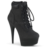 Lace-up Front Ankle Boot - 6" Heel - PLEASER - Black Pleaser Shoes - Boutique Séduction