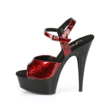 6" (152cm) Heel, 1 3/4" (45cm) Platform ankle strap sandal with snake skin print Pleaser Shoes - Boutique Séduction