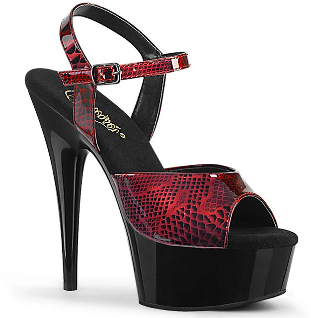 6" (152cm) Heel, 1 3/4" (45cm) Platform ankle strap sandal with snake skin print Pleaser Shoes - Boutique Séduction