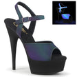 Sandal with UV Light Effect - 6" Heel - PLEASER - Black Pleaser Shoes - Boutique Séduction