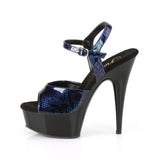 6" (152cm) Heel, 1 3/4" (45cm) Platform ankle strap sandal with snake skin print Pleaser Shoes - Boutique Séduction