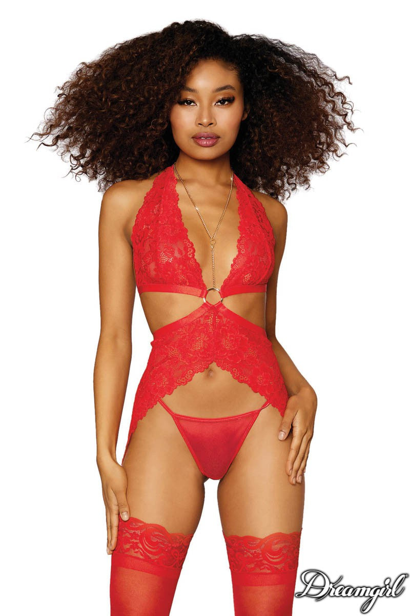 Lace Teddy - Dreamgirl - Red - OS Dreamgirl International - Boutique Séduction