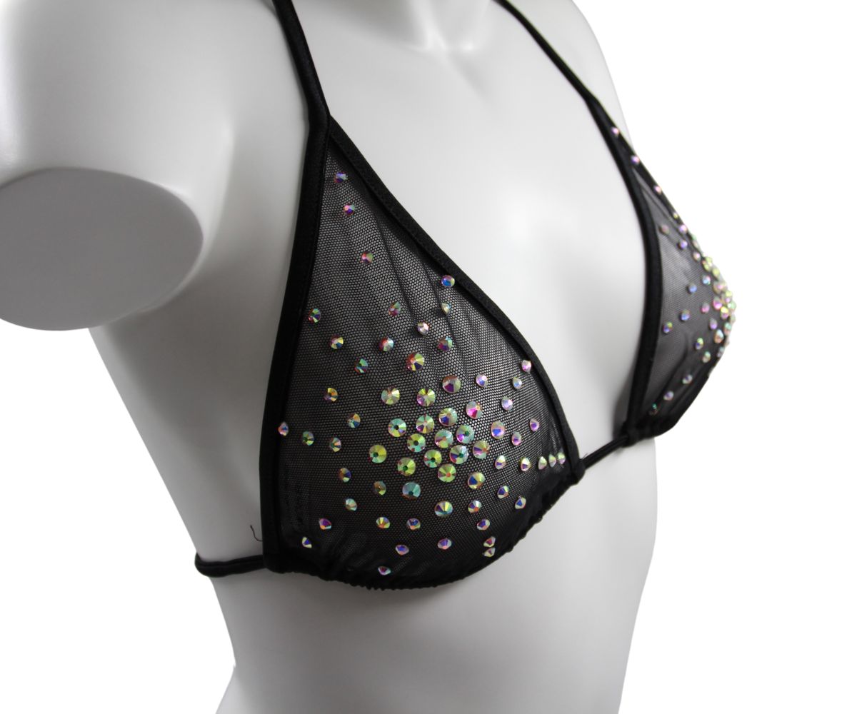 ISA Triangle Mesh Top with Crystals - EXES LINGERIES Exes Lingerie - Boutique Séduction