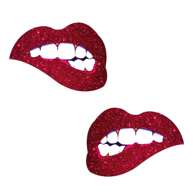 Pasties (2) - Neva Nude - Red Glitter Lips Neva Nude - Boutique Séduction