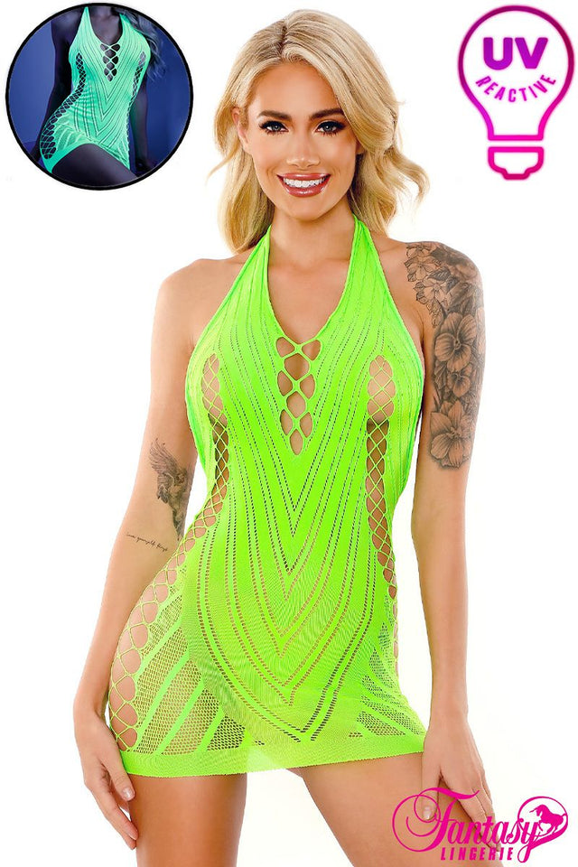 SHOCK VALUE UV Dress with Open Back - GLOW Fantasy Lingerie - Boutique Séduction