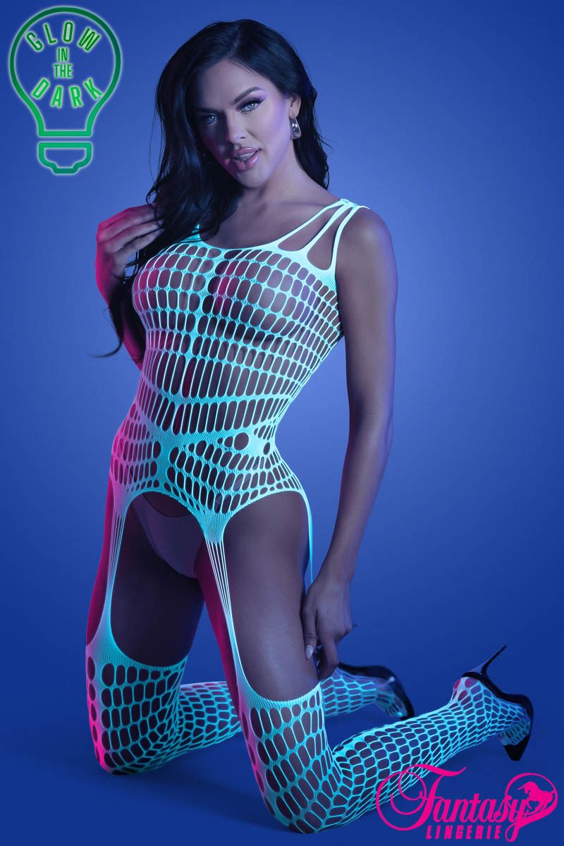 TIMELAPSE UV Big Net Bodystocking - GLOW Fantasy Lingerie - Boutique Séduction