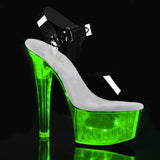 6" (152mm) Heel, 2 1/4" (57mm) Platform LED illuminated sandal with ankle strap Pleaser Shoes - Boutique Séduction