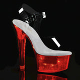 6" (152mm) Heel, 2 1/4" (57mm) Platform LED illuminated sandal with ankle strap Pleaser Shoes - Boutique Séduction