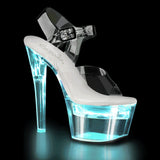 7" (17.8cm) Heel, 2 3/4" (7cm) Platform LED illuminated sandal with ankle strap Pleaser Shoes - Boutique Séduction