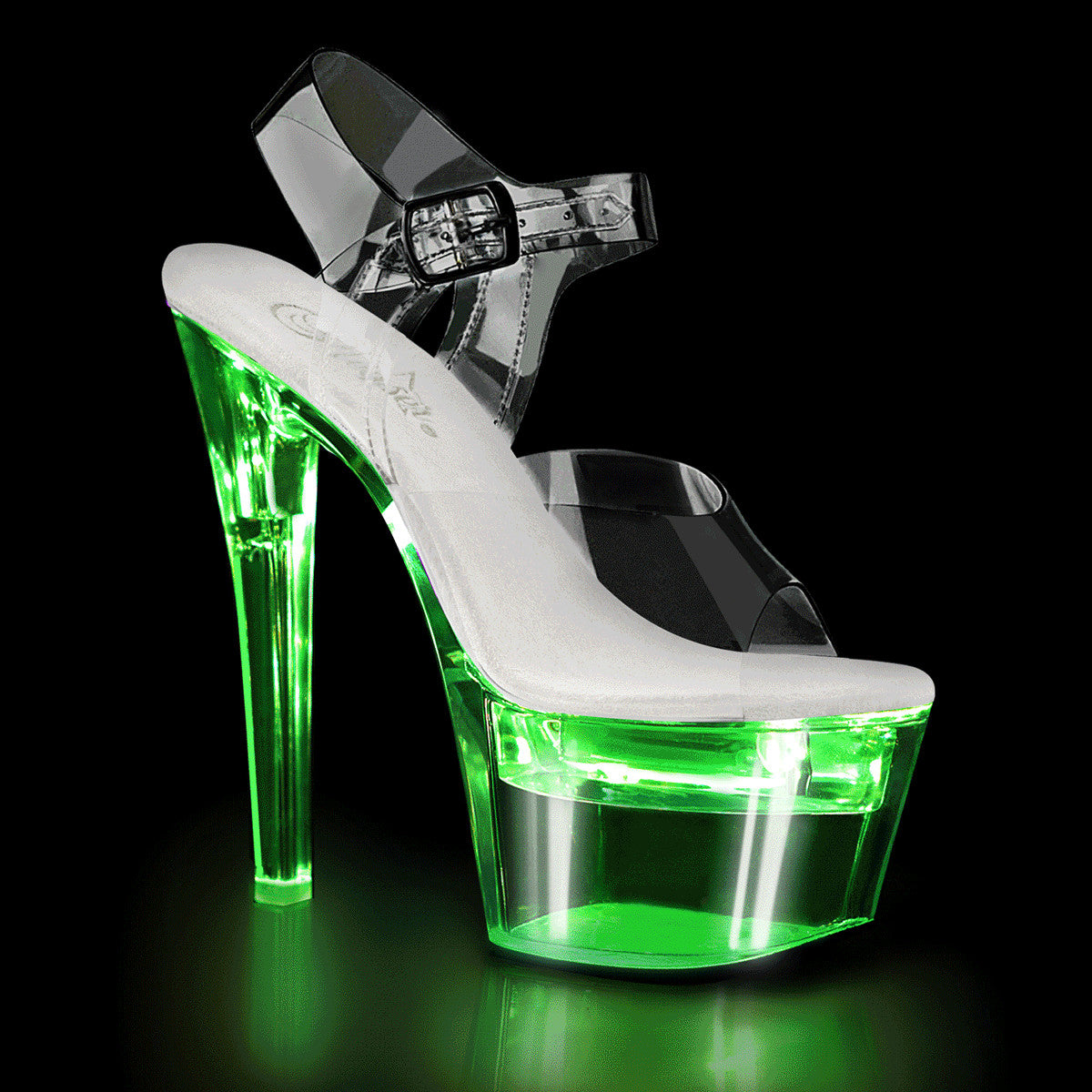 7" (17.8cm) Heel, 2 3/4" (7cm) Platform LED illuminated sandal with ankle strap Pleaser Shoes - Boutique Séduction