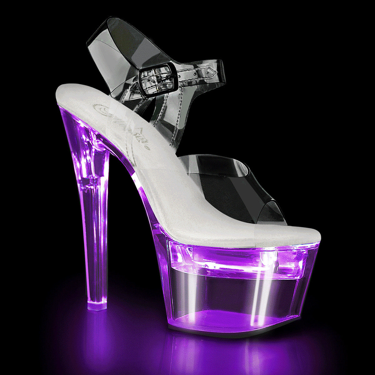 7" (17.8cm) Heel, 2 3/4" (7cm) Platform LED illuminated sandal with ankle strap Pleaser Shoes - Boutique Séduction