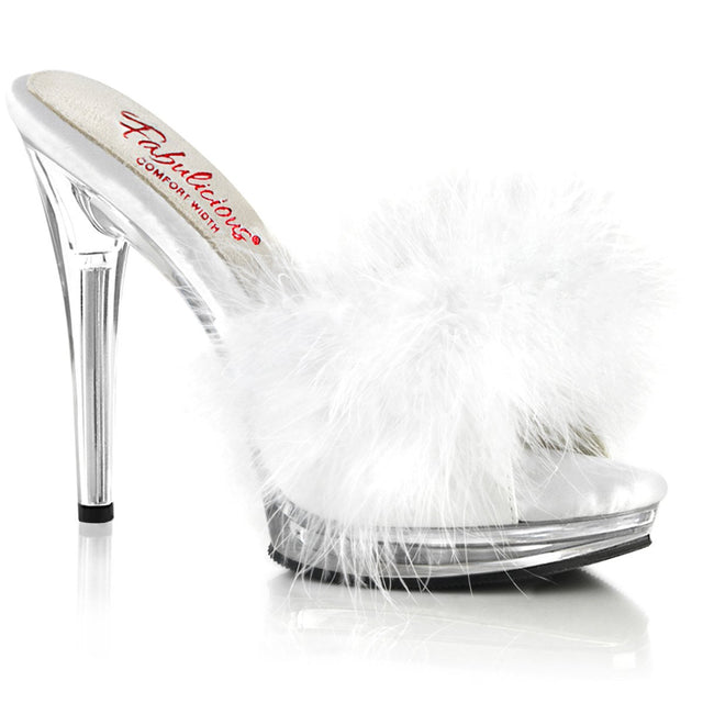 5" (123mm) Heel, 3/4" (16mm) Platform marabou slipper Pleaser Shoes - Boutique Séduction