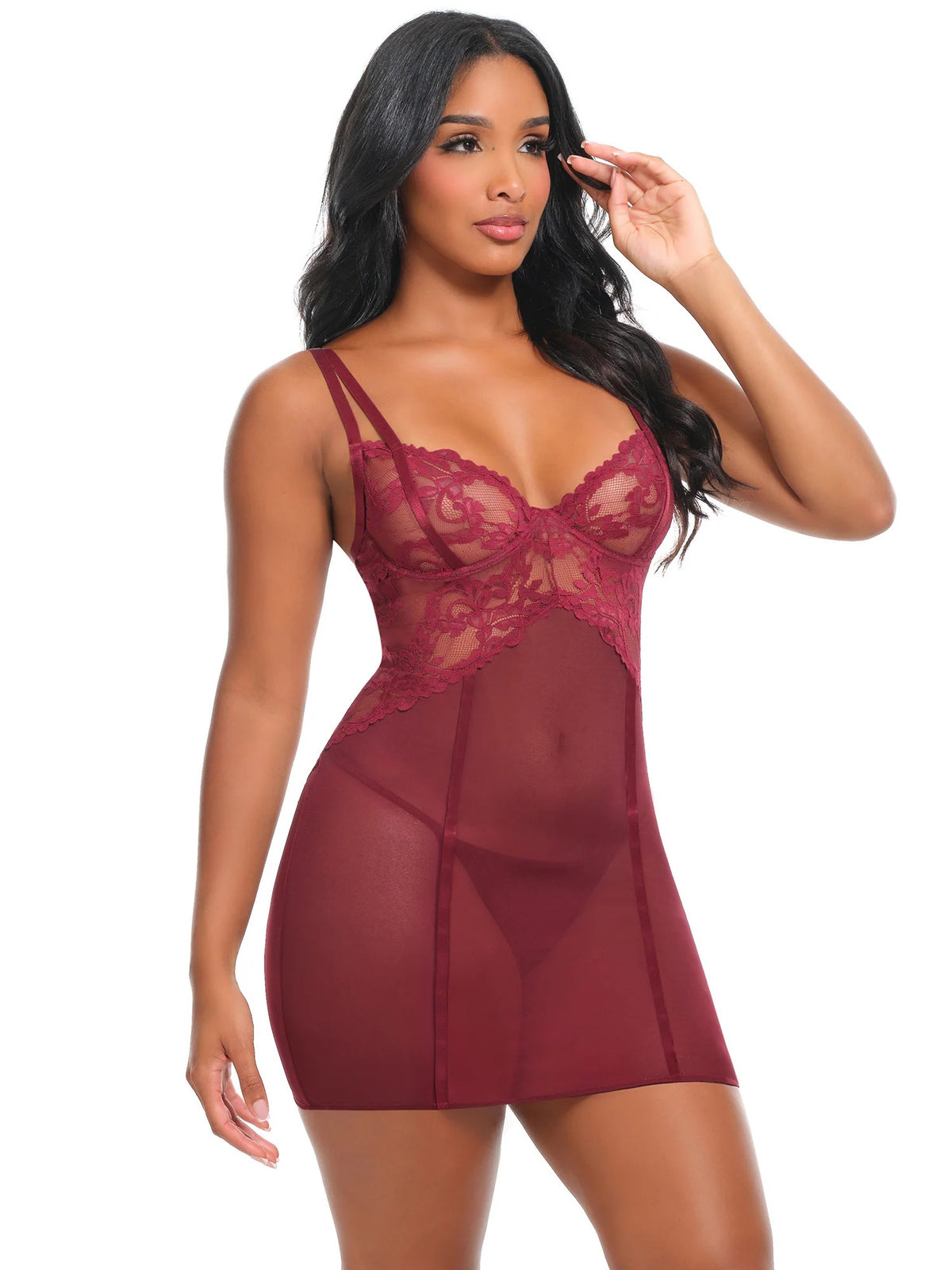 Marisol Sheer Lace Babydoll Set