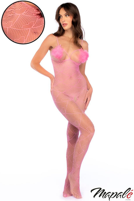 Feather Kiss Fishnet Bodysuit