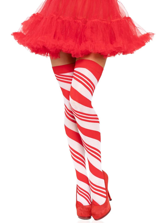 Candy Cane Thigh Highs - LEG AVENUE Leg Avenue - Boutique Séduction