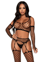 3Pcs Bodystocking With Gloves - LEG AVENUE Leg Avenue - Boutique Séduction