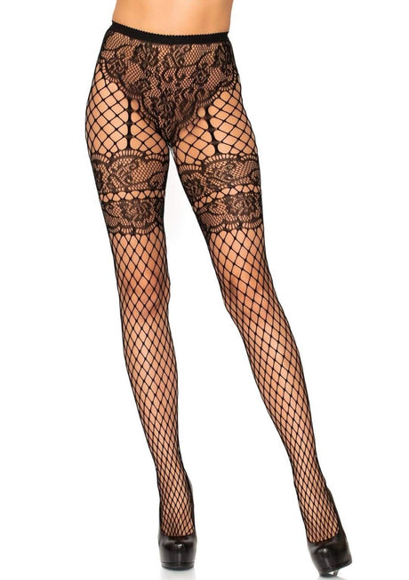 Faux garter fishnet tights - Leg Avenue Leg Avenue - Boutique Séduction