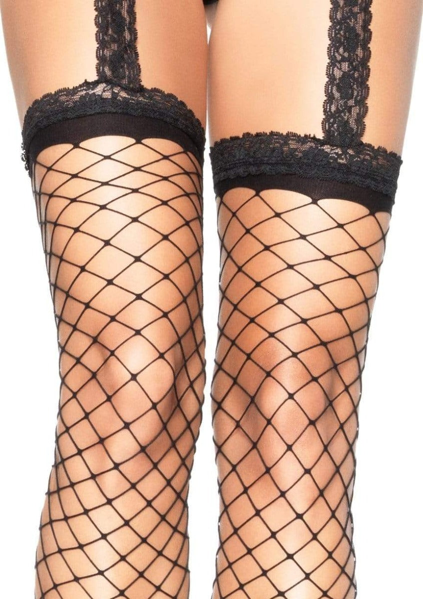 Lace garterbelt fishnet stockings Leg Avenue - Boutique Séduction