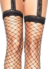 Lace garterbelt fishnet stockings - Plus size Leg Avenue - Boutique Séduction