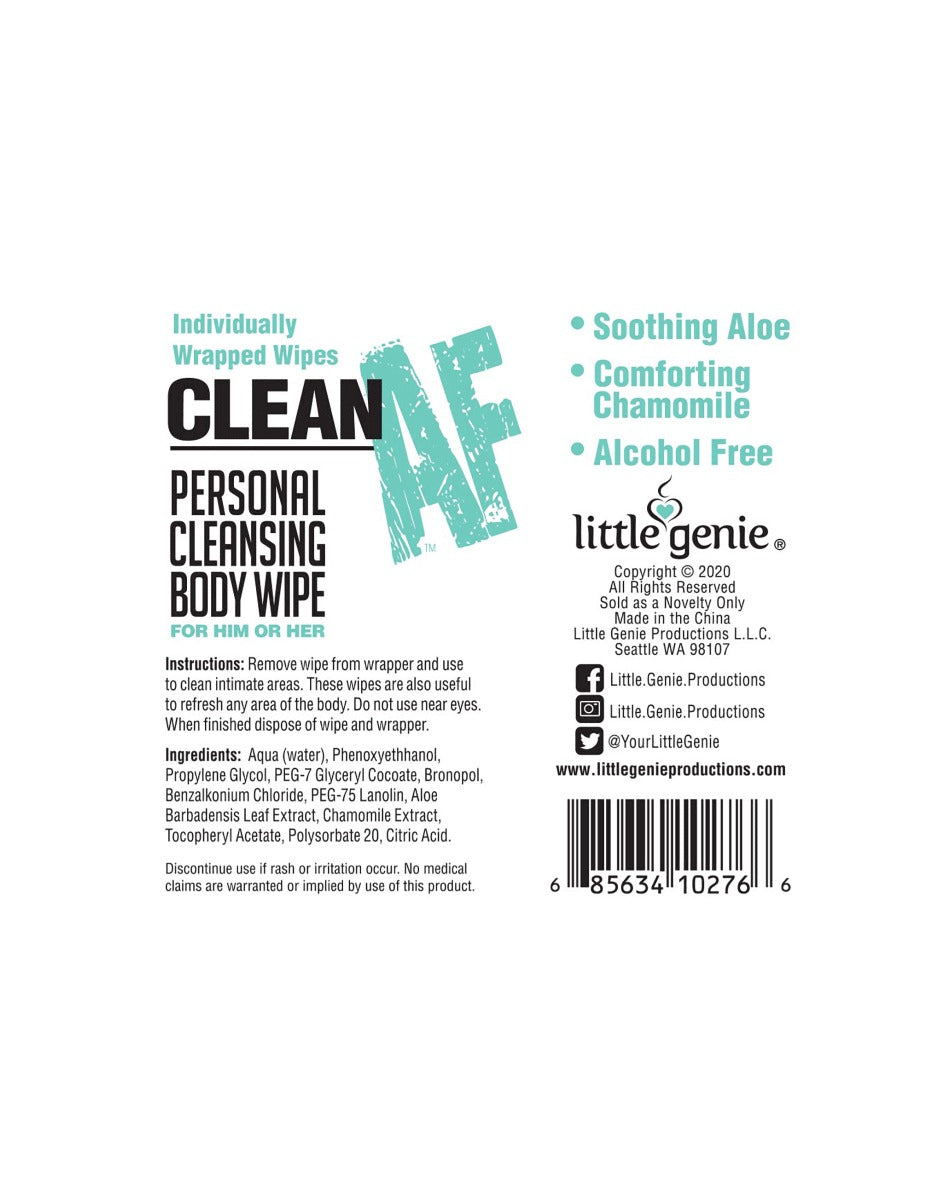 CLEAN Personal Cleansing Body Wipes - AF Little Genie - Boutique Séduction