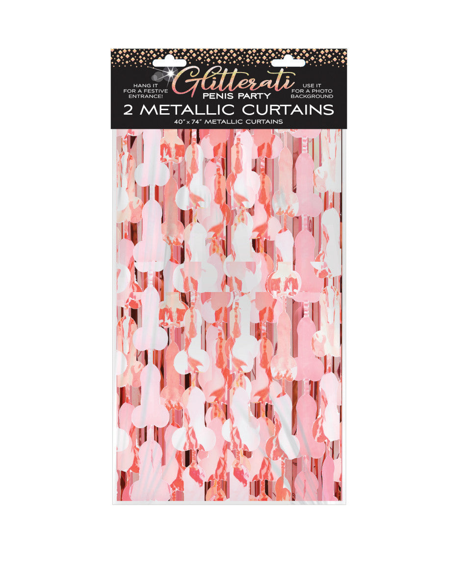 Penis Metallic Foil Curtain Set of 2 - GLITTERATI Little Genie - Boutique Séduction