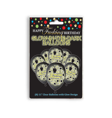 FU Glow-In-The-Dark Balloons Pack of 8 - HAPPY F*CKING BIRTHDAY Little Genie - Boutique Séduction